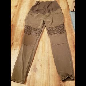 Army green maternity moto jeggings